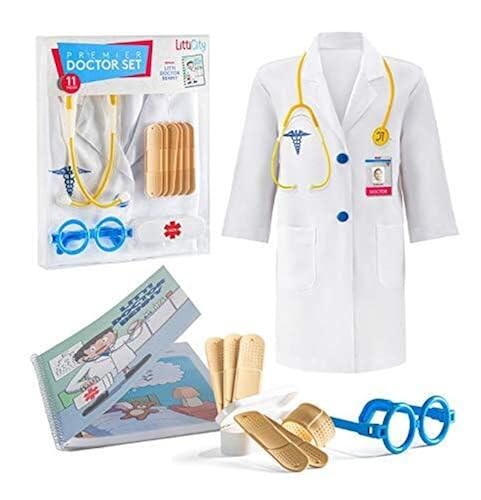 Litti City Doctor Costume for Kids, Play Doctor Set for Kids, Doctor/Vet,  Playset Includes: Lab Coat (3T), Functional Stethoscope Pretend Medical 