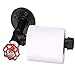 Sunmall Vintage Rustic Toilet Paper Holder,Wall Mounted Retro Industrial Pipe Roll Tissue Holder for Bathroom, Bedroom, Kitchen,Electroplated Finish Black with Red Handle