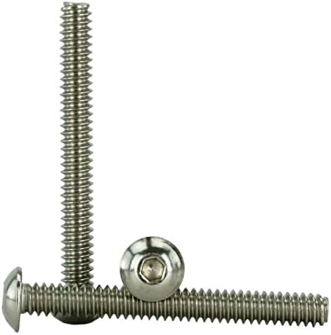 Stainless #6-32 x" (3/8" to 2" Available) Socket Button Head Cap Screws, Full Thread, Hex Drive, Stainless Steel 18-8, Machine Thread (6-32 x 1")