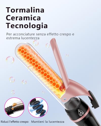 5 in 1 Curling Iron with Thermal Brush and Interchangeable Ceramic Barrels (0.35"-1.25") Set of Curling Iron with Plate, Instant Heating Dual Voltage Gifts for Women