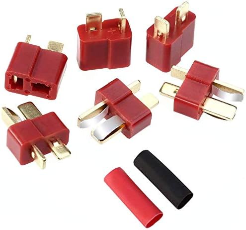 FLY RC 10 works Deans T Plug Connectors Male and Female with 20pcs Shrink Tubing for RC LiPo Battery, Red - Image 3