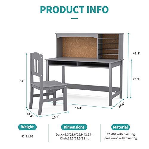 mecor Kids Desk and Chair Set with Shelves, Display Board and Drawers
