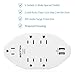 BESTTEN 3.1A Dual USB Wall Outlet Surge Protector, 5-Outlet Extender, 15A/125V/1875W, ETL Listed, White