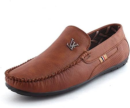 megpar Men's Synthetic Smart Fit Casual Tan Driving Shoes Men's Comfort Casual Loafers Ranger Series Black Casual Loafers for Men