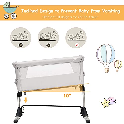 BABY JOY Baby Bedside Crib, Portable w/Carrying Bag, Easy