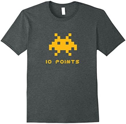 Mens Retro Alien Invaders from Space - 80s 8-bit Video Game Shirt Medium Dark Heather