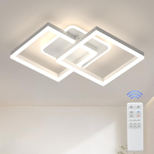ANTENLICHT LED Deckenlamape Wohnzimmer Modern Geometrisch, 40W Wohnzimmerlampe mit Fernbedienung Stufenlos Dimmbar 3000-6500K, Deckenleuchte aus Metall für Wohn