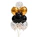 110 Party Balloons + 100 Yards Gold Curling Ribbon Roll Set By Nambri: 34 Gold Balloons | 33 White Balloons | 33 Black Balloons | 10 Gold Confetti Balloons - 12-Inch Opaque Latex Balloons For Parties