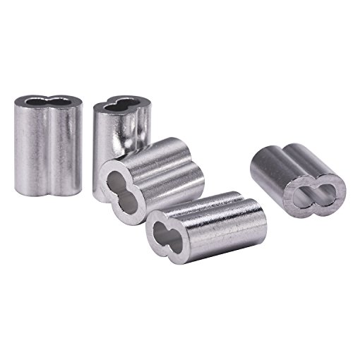 eBoot 100 Pieces Aluminum Crimping Loop Sleeves Cable Crimp for 1/ 8