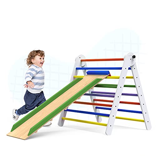 Pikler Triangle Climber with Ramp Premium Wooden Climbing Triangle