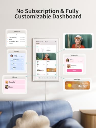 Digital Calendar Wall Touch Screen, 10.1 Inch Smart Chore Chart & Family Schedule Organizer, No Subscription Electronic Calendar for Family, Meals, Photo Display, Wall/Desk Mount, Gifts for Women Men
