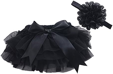 Baby Girls Bloomers Infant Toddlers CottonTulle Ruffle Bow Diaper Cover and headhand