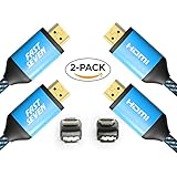 FASTSEVEN HDMI CABLE 6ft 2-Pack 4K Ultra High Speed HDMI 2.0b Version Support 4K Ultra HDR 1080p 2160p 3D Ethernet CEC