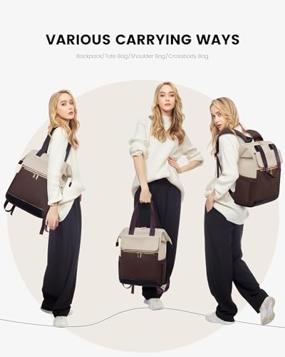Laptop Backpack for Women, 15.6-Inch Work Bag, Waterproof Travel Backpack with Organizer, Fashionable Teacher & Nurse Bag, 2-Piece Set Vintage College Work Daypacks