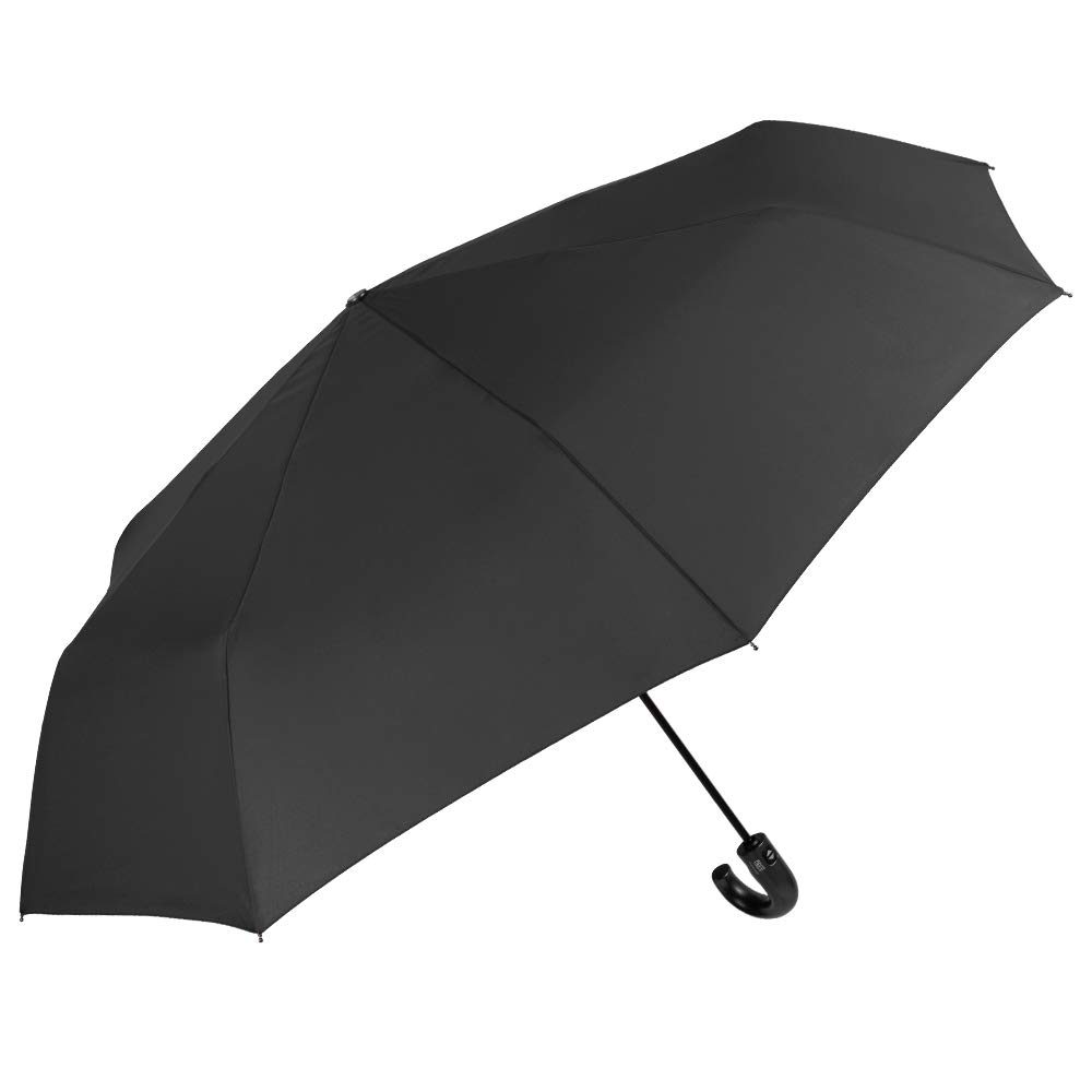 Golf Folding Umbrella for Men - Windproof Big Large Brolly - Resistant Strong Quality Umbrella in Fiberglass - Auto Open Close - PFC FREE - Diameter 118 cm - Perletti Technology (Black)