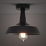 BAYCHEER HL371812 Industrial Wrought Iron Warehouse Semi-Flush Mount Ceiling Light - Ceiling Lighting with 1 Light Black