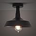 BAYCHEER HL371812 Industrial Wrought Iron Warehouse Semi-Flush Mount Ceiling Light - Ceiling Lighting with 1 Light Black