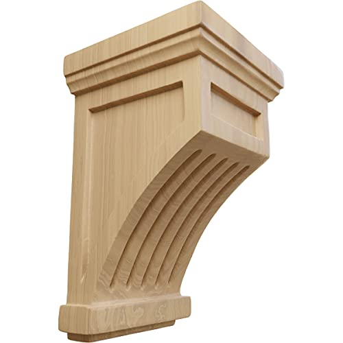 4 1/4"W x 4 1/4"D x 7"H Fluted Mission Corbel, Cherry