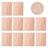 ASIBT Set of 10 High Quality Microblading Practice Skin 19×14.5×0.3cm 3D Cosmetic Permanent Makeup Face Tattoo Training (3D Faces)
