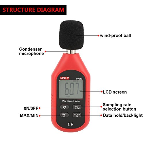 image for Walfront UNI-T UT353 Decibel Meter, Professional Digital Sound Level M