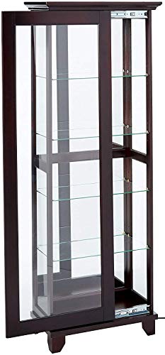 5-Shelf Curio Cabinet with Mirrored Back and Can Lighting Cappuccino and Clear