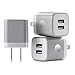 LOOGGO USB Wall Charger, Universal Dual USB 2.1AMP Wall Charger Plug Power Adapter Charger Block Cube for iPhone X/8/7/6 Plus, iPad, Samsung Galaxy S5/S6/S7 Edge, LG, ZTE, Motorola (Grey) 3-Pack