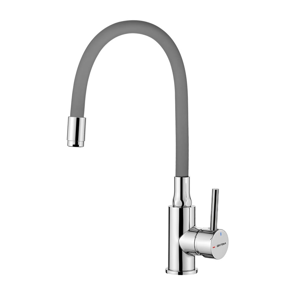 GRIFEMA GRIFERÍA DE COCINA-G4002-9 Kitchen Sink Mixer Tap with Flexible Spout, Grey, Chrome