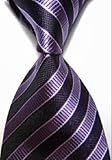 Pisces.goods New Black Purple Striped Classic Woven Man Tie Necktie Holiday Gift