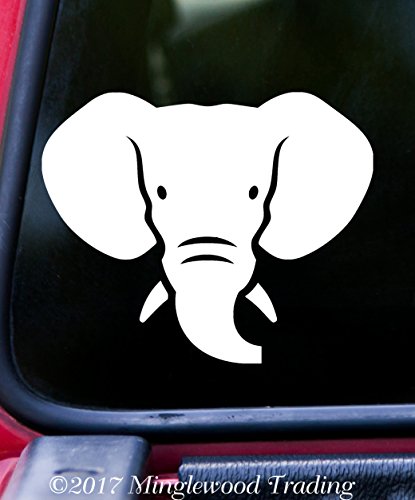 ELEPHANT HEAD 5" x 4" Vinyl Decal Sticker - Trunk Tusks Ears - - IVORY