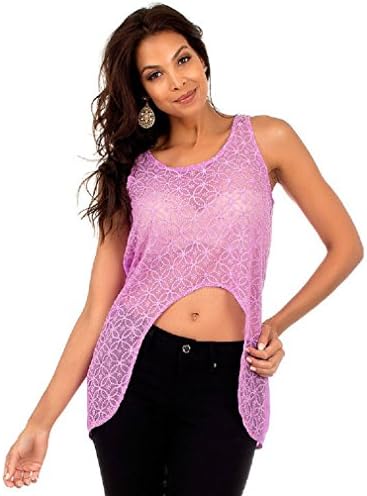 Vixen Clubwear Junior Womens Sheer Cropped High Low Top Lilac