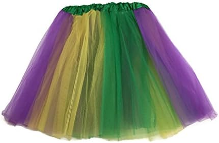 KWC – Princess Dance Costume Ballet Warrior Dash Fun 5K Run 3-Layer Skirt Tutu (Plus, Yellow and Purple and Kelly Green)