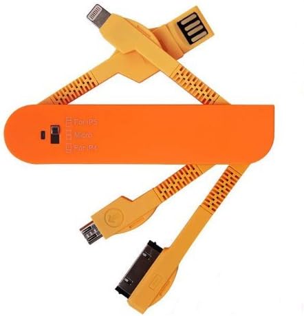 ESupFly Swiss Army Style Multi USB Charge Cable USB Charging Sync Cable USB Data Cable for Apple iPhone 4 4s 5 5s 6 6 Plus, iPad 2 3 iPad Air Mini, iPod, Samsung Note, Samsung Galaxy S6 / S6 Edge / S5 / S4, Mobile/Cell Phones Pads and MP3 players with Micro USB, other Micro USB devices (Orange)