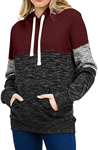 Sugely Women's Jumpers Sweatshirt Hoodie Long Sleeve Zipper Pocket Hooded Loose Plus Size，Fashion Loose Casual Pullover Long Sleeve Patchwork Top Sweatshirt