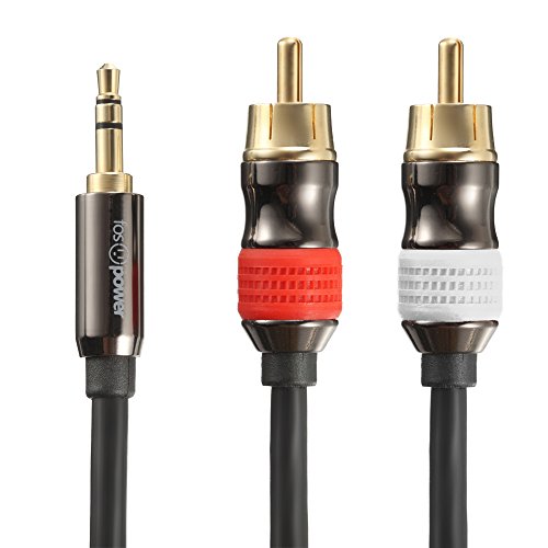 3.5mm to RCA Cable (6FT), FosPower RCA Audio Cable 24K Gold Plated Male to Male Stereo Aux Cord [Left / Right] Y Splitter Adapter Step Down Design