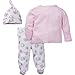 Gerber Baby Girls' 3-Piece Shirt, Footed Pant and Cap Set-Closeout, Elephant, Newborn