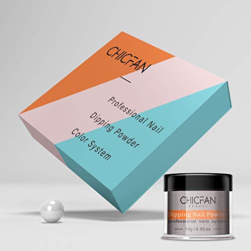 CHICFAN Nail Dip Powder Set - 10 Colors Glitter Dipping Powder Nail Gift Box for DIY Manicure - Nail Art Powder System