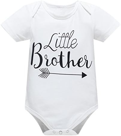 Yatong Baby Boys Girls Short Sleeve Bodysuit Onesies Baby Romper (0-6 Months, Brother)