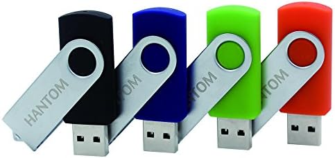 HANTOM 4pack 16GB U-Disk USB Flash Drives Thumb Drive USB 2.0 Memory Stick Swivel Design(4 Pcs Colors: Black Blue Orange Green)