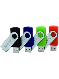 HANTOM 4pack 16GB U-Disk USB Flash Drives Thumb Drive USB 2.0 Memory Stick Swivel Design(4 Pcs Colors: Black Blue Orange Green)