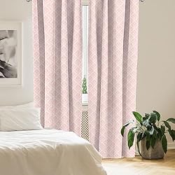 Lunarable Blush Curtains, Damask Motif Retro Design