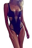 Pink Wind Women's Hollow Out Strappy One Piece Monokini Swimsuit Swimwear