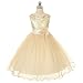 Kid's Dream Baby Girls Gold Sequin Double Mesh Flower Dress,Color:GoldG,Size:L