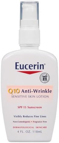 Eucerin Q10 Anti-Wrinkle Sensitive Skin Lotion SPF 15 4 oz Pack of (3)
