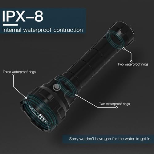 Wurkkos DL70 13000 Lumens 4 x XHP50.2 LED Diving Flashlight Super Bright Underwater Flashlight with 2 x 5000mAh Rechargeable Batteries and Charger