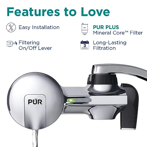 PUR PLUS Faucet Mount Water Filtration System, 3in1 Powerful, Natural