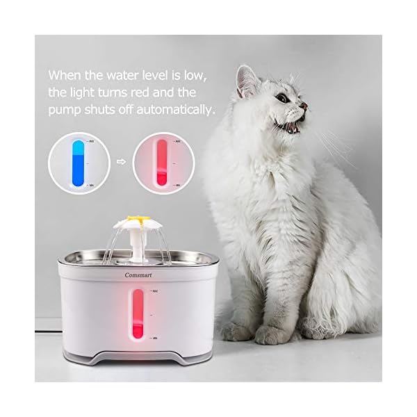 Comsmart Cat Water Fountain, Stainless Steel Intelligent Pet Fountain