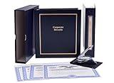 Black Corporate Kit - Binder, Slipcase, Minutes & Bylaws, Stock Certificates, Index Tabs, and Metal Corporate Seal Embosser