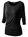 Colrovie Womens Boat Neck Dolman Top - 3/4 Sleeve With O/V Neck