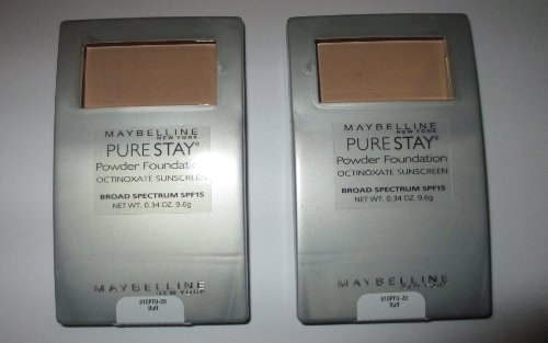 2 Pack Bundle Maybelline Pure Stay Powder Foundation Purestay Buff #20