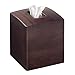mDesign Square Bamboo Boutique Facial Tissue Box Cover for Bathroom Vanity - Pack of 2, Espresso